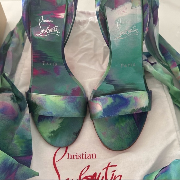 Christian Louboutin Leg Lace Heels - Teal - Picture 5 of 5